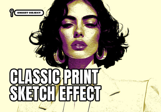 Classic Print Sketch Photo Effect Template