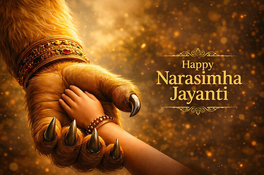 Hindu festival of Narasimha Jayanti / Janmotsav / Chaturdashi celebrating incarnation of Bhagwan Vishnu as Narasimha symbolizing victory of good over evil