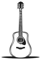Obraz premium Acoustic Guitar Illustration Musical Instrument Design Classic Silhouette Art Studio Instrument Vintage Stringed Instrument Music Performance Graphic