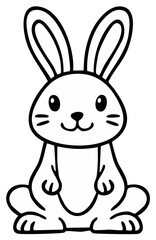 Obraz premium Cartoon bunny illustration simple outline drawing
