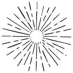 Obraz premium Black and white starburst design element, radial lines, vintage style.