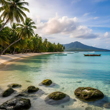 Anini marae beach on huahine French Polynesia with turquoise waters