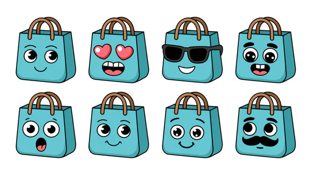 Colorful alien faces in a row