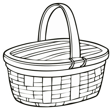 Outline of a picnic basket with handle