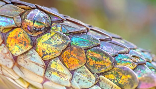 Iridescent Snake Scales - A Close-Up of Natures Shimmering Armor.