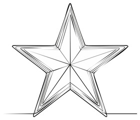 Obraz premium Single continuous line drawing of a five pointed star symbol for graphic design projects