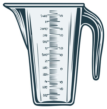 Measuring Jug Illustration with Graduated Markings for Kitchen Use and Recipe Accuracy