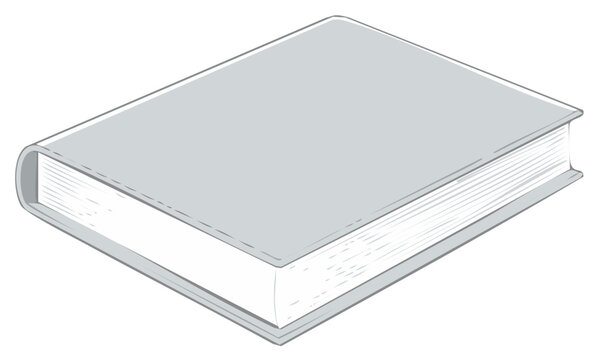 Vector illustration of a single closed hardcover book with a blank gray cover