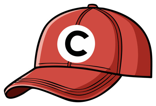 Red Baseball Cap with Letter C Emblem