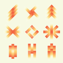 Fototapeta premium Orange Gradient Geometric Symbols Abstract Background with Copy Space