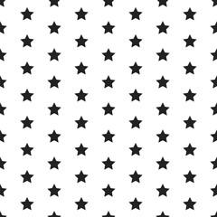 Fototapeta premium Seamless pattern with small black stars scattered on white background. Minimal geometric repeating texture suitable for fabric, wallpaper, wrapping paper, packaging, branding and modern design project