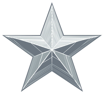 Geometric Silver Star Shape with Crisp Lines and Metallic Shine