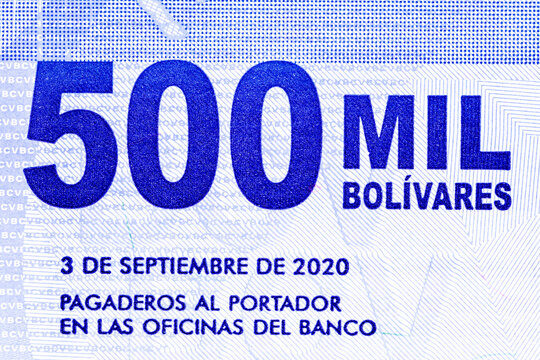 A high-resolution macro shot showcasing a segment of the(500 Mil) Venezuelan 
