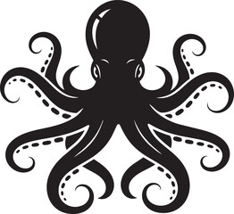 Black octopus silhouette a stylized marine creature with tentacles perfect for nautical themes ocean life graphics and tattoo designs © Laiba