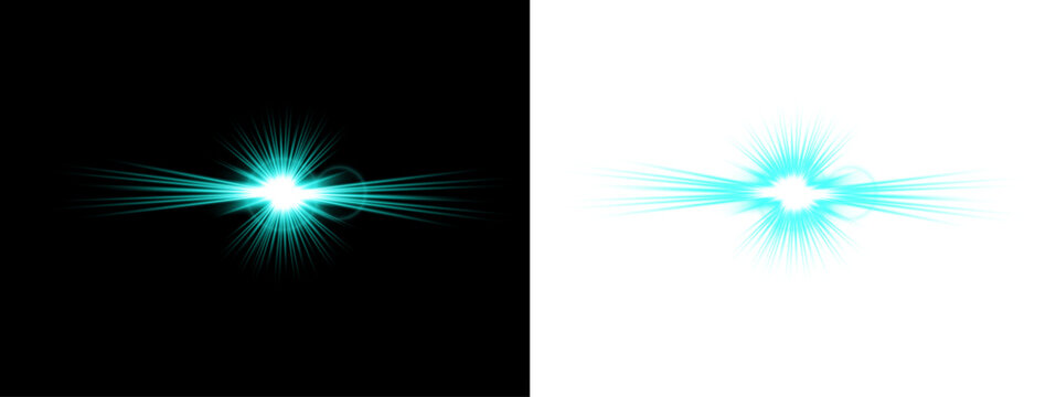 Dynamic teal light effect abstract burst of energy and glowing lines isolated on transparent background. PNG