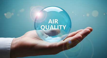 Obraz premium A hand gently holds a transparent bubble containing the words 