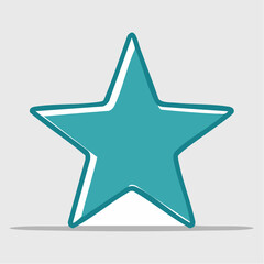 Obraz premium Hand-drawn teal star icon with white outline