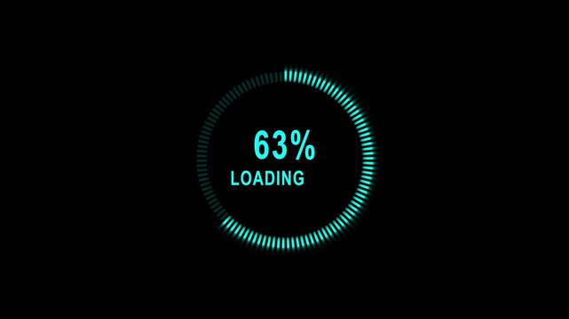 Cyan loading circle with thirty seven percent progress text. Loading circle for digital application. Professional loading circle graphic element for software and web interface art.