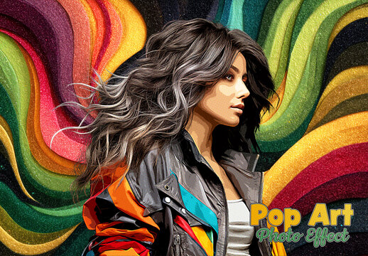 Abstract Wavy Colorful Pop Art Photo Effect Mockup