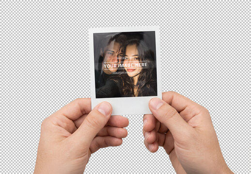 Isolated Instant Photo in Clean Man&rsquo;s Hands Mockup