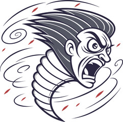 Obraz premium angry man in tornado vector illustration
