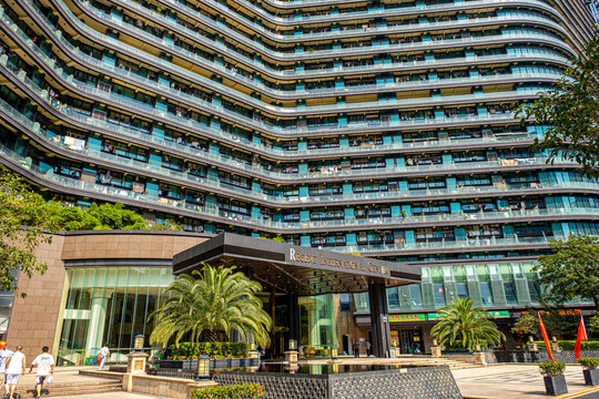Hangzhou, China - October 02 2025 Regent International Center, a massive residential mega-structure an estimated 15,000 to 30,000 residents