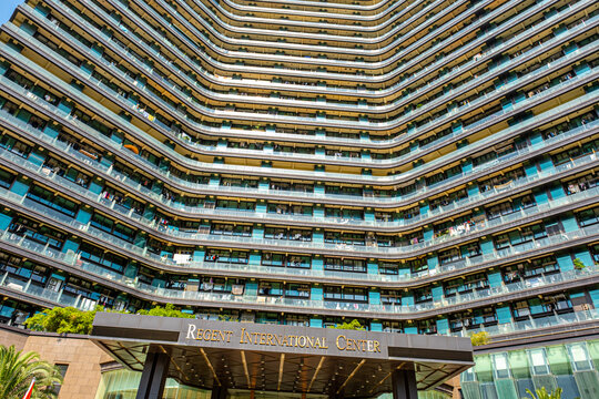 Hangzhou, China - October 02 2025 Regent International Center, a massive residential mega-structure an estimated 15,000 to 30,000 residents