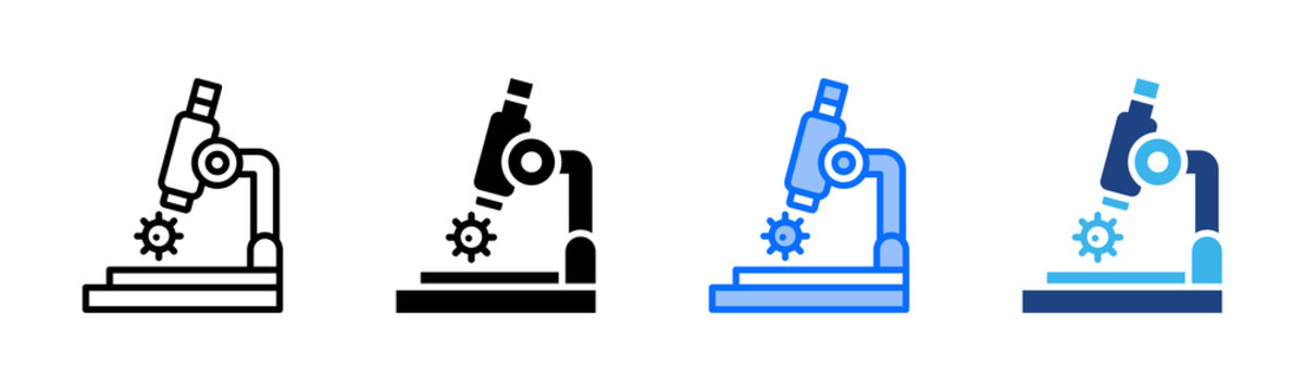 Microscope icon set multiple style collection