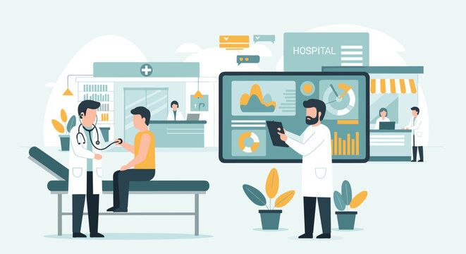 Telemedicine Doctor Patient Video Consultation On Screen.