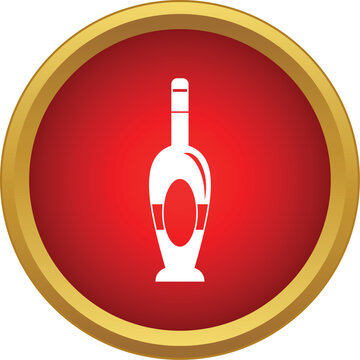 White flat vector icon showing a bottle on a red background