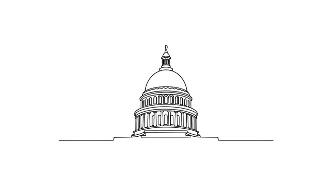 One Line Drawing of the United States Capitol Building Dome