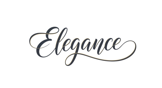 Elegant Script Font Word Elegance on White Background