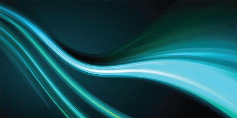 Obraz premium Blue neon light streaks with glowing curved lines and flowing motion trails isolated on transparent background png, abstract dynamic speed effect with futuristic wave design