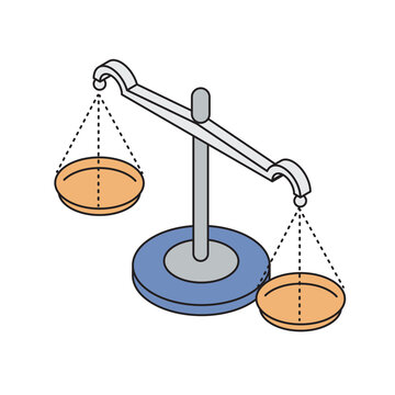 シンプルなアイソメトリック構図の天秤のイラスト