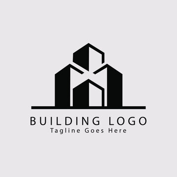 Geometric Building Logo Design, Building Logo, architecture logo, real estate logo, construction