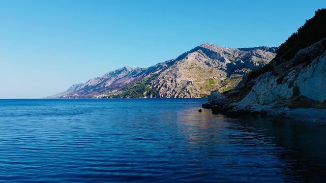 Aerial view of the coastline of Biokovo, Makarska, Croatia