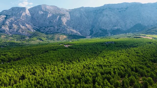 Aerial view of the Makarska Riviera coastline, Croatia, Adriatic Sea