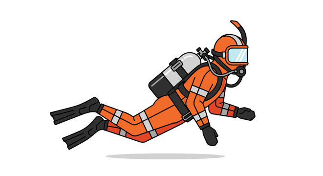 Orange suited astronaut in spacewalking pose.