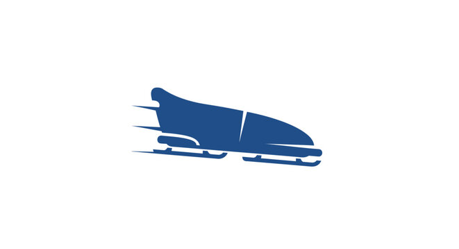 Speeding bobsled on ice track.