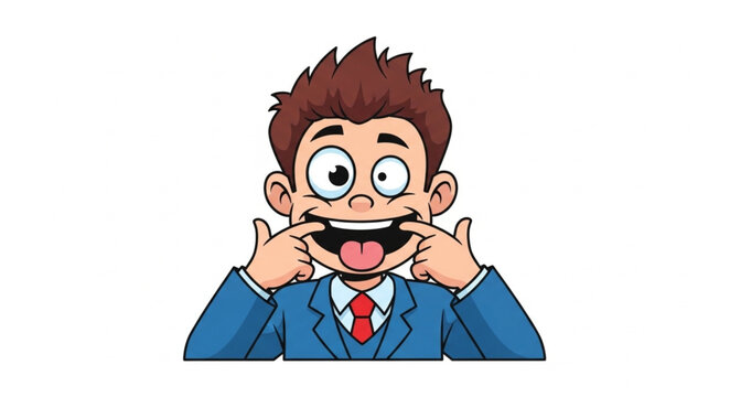 Funny Cartoon Man Making a Silly Face.