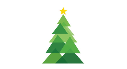 Obraz premium Geometric Christmas Tree with Star, Minimalist Holiday Illustration on White Background
