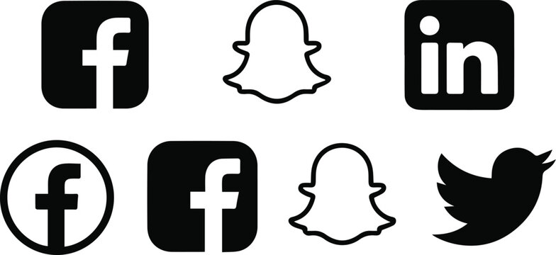 facebook social media icons vector set black white logos pack eps ai
