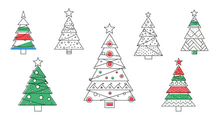 Naklejka premium Modern Minimalist Christmas Trees Collection, Festive Holiday Icons