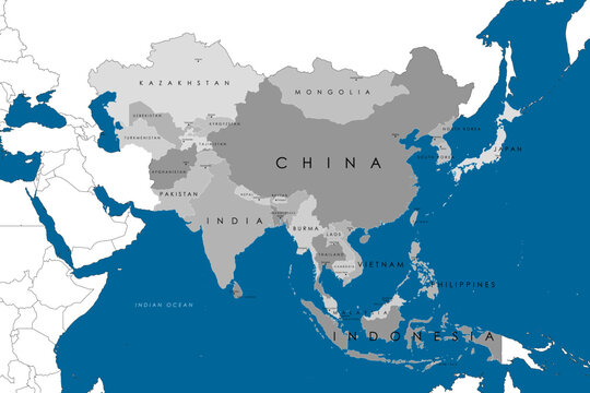 Political Asia Map political map with countries and borders