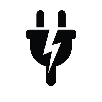 Electric power plug icon, minimal flat design isolated on white background for energy concept.