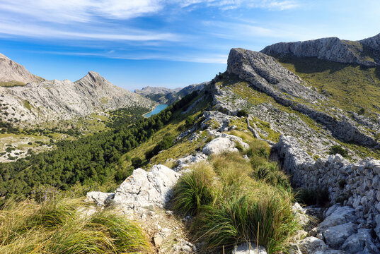 Gorg Blau reservoir , Escorca, Natural area of the Serra de Tramuntana., Majorca, Balearic Islands, Spain