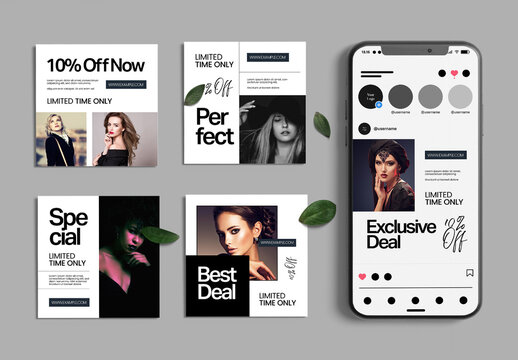 Minimal Fashion Social Media Post Template Set