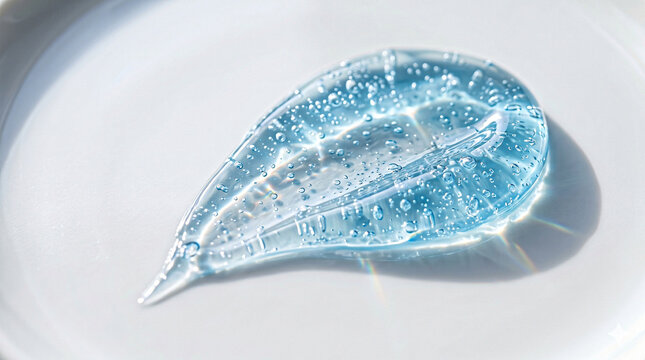 Hyper-realistic Macro of Cooling Blue Hyaluronic Gel Swatch with Bubbles