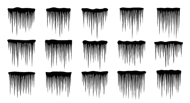 Set of black eyelash extensions on white background isolated for beauty and makeup concepts