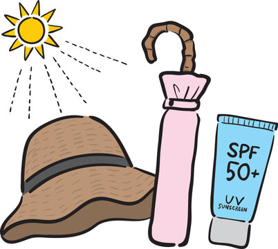 日焼け対策アイテムセット（帽子・日傘・日焼け止め）